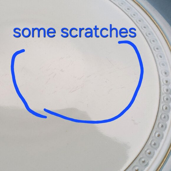 Vintage Denby Castile Dinner Plate Blue Rim Tan Embossed Accents Stoneware - Picture 6 of 11